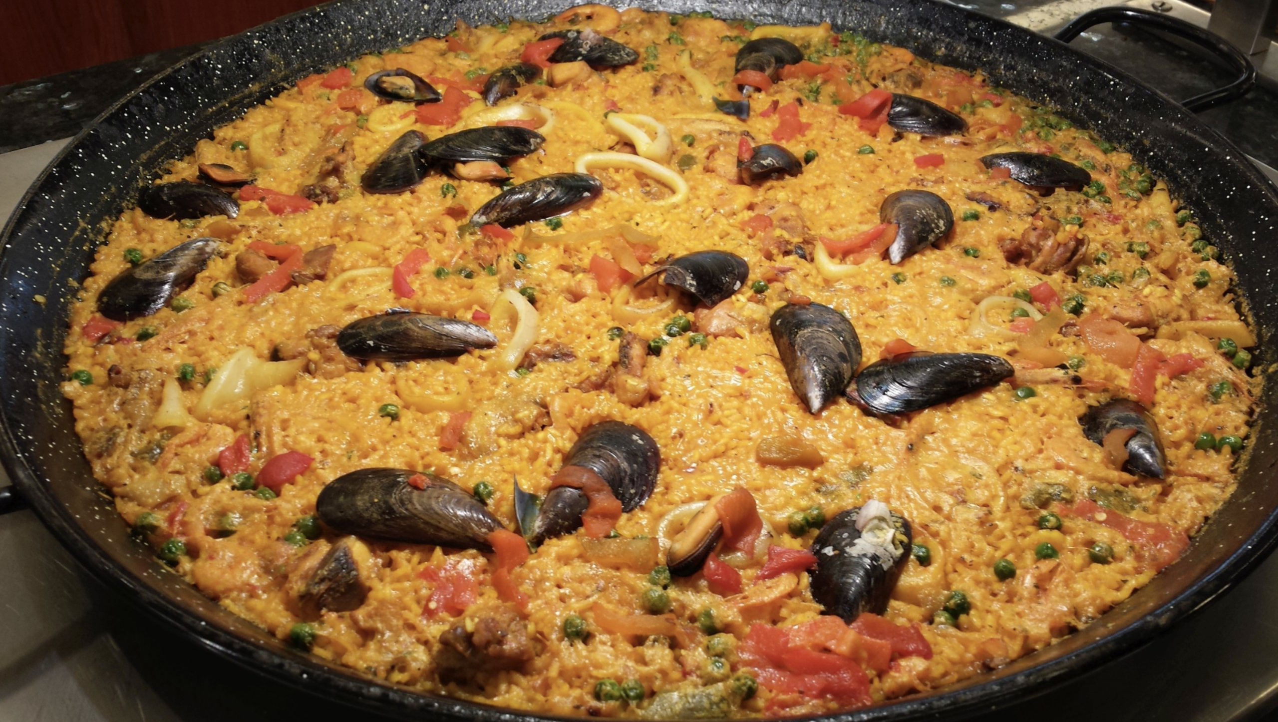 Paella cooking outdoors